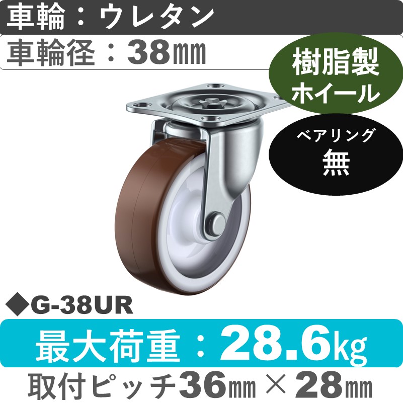G-38EL ユーエイキャスター 自在金具 エラストマー38㎜