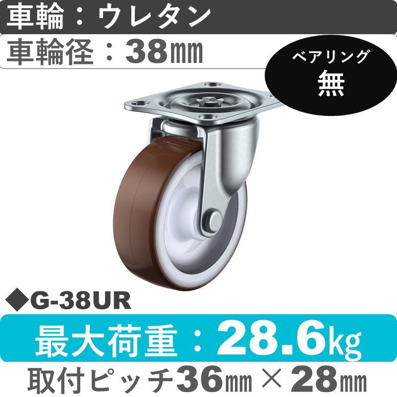 G-38UR ユーエイキャスター 自在金具 ウレタン38㎜