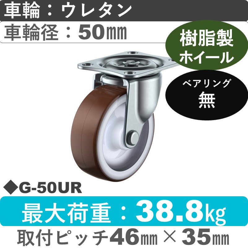 G-50UR ユーエイキャスター 自在金具 ウレタン50㎜