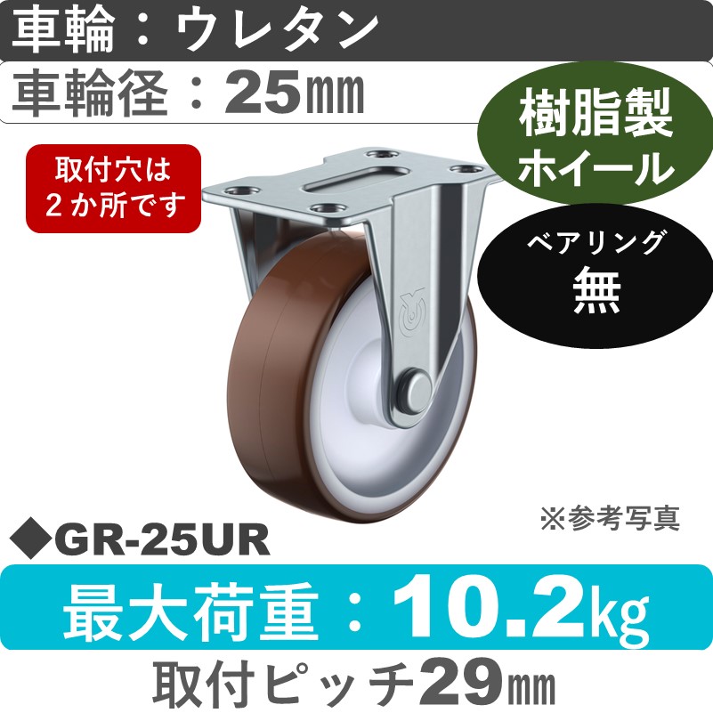 GR-25UR ユーエイキャスター 固定 ウレタン25㎜