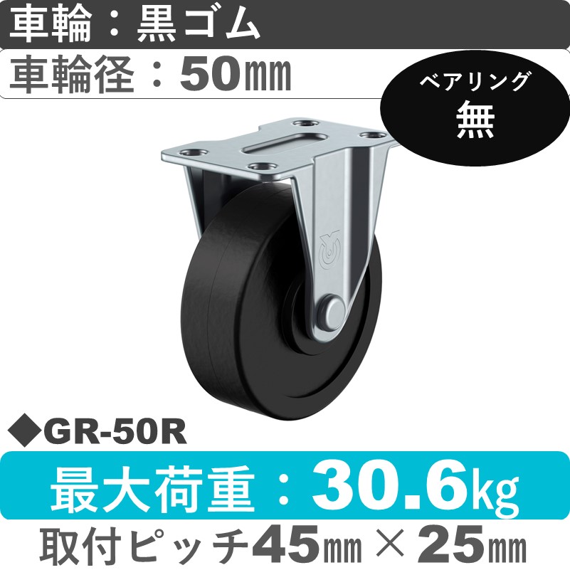 GR-50R ユーエイキャスター 固定 ゴム50㎜