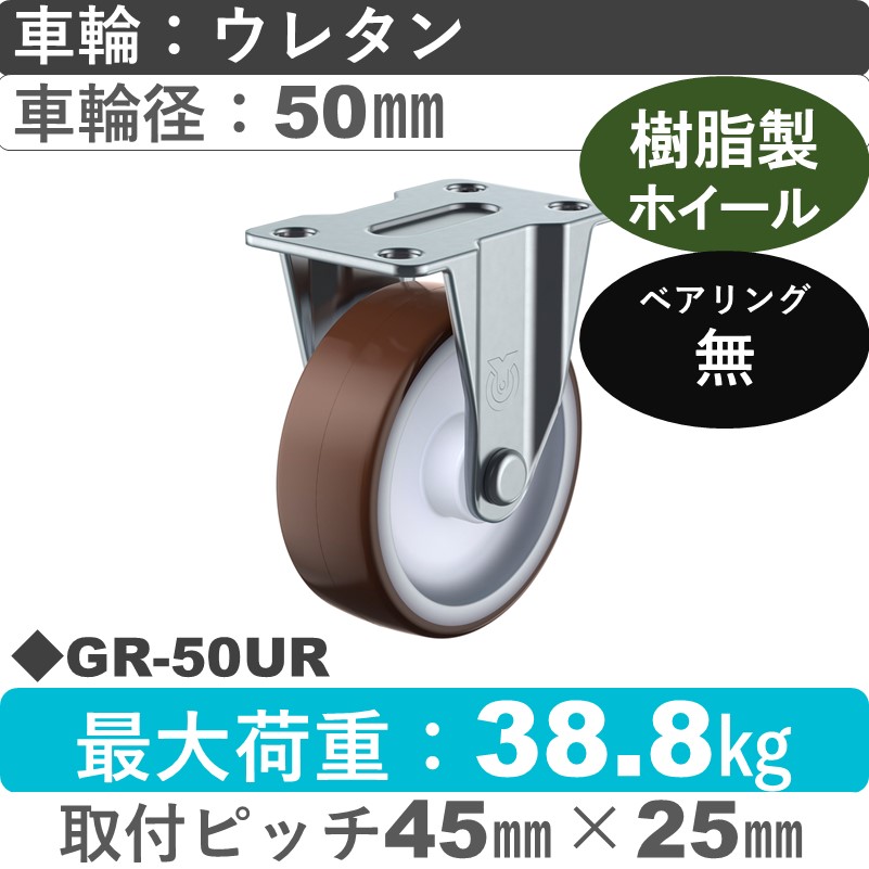 GR-50UR ユーエイキャスター 固定金具 ウレタン50㎜