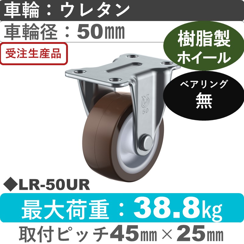LR-50UR ユーエイキャスター 固定金具 ウレタン車輪50㎜