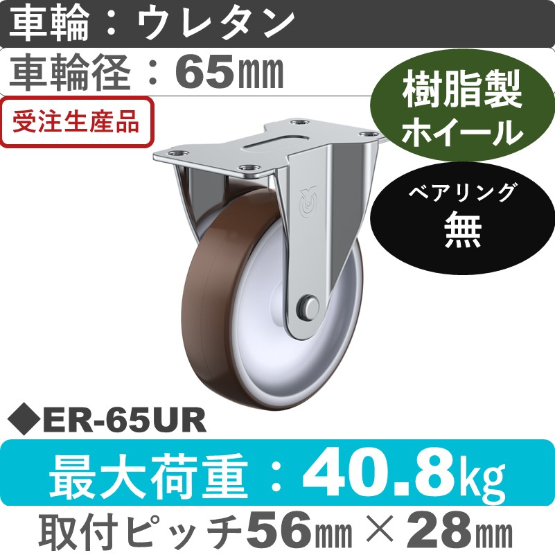 ER-65UR ユーエイキャスター 固定金具 ウレタン車輪65㎜