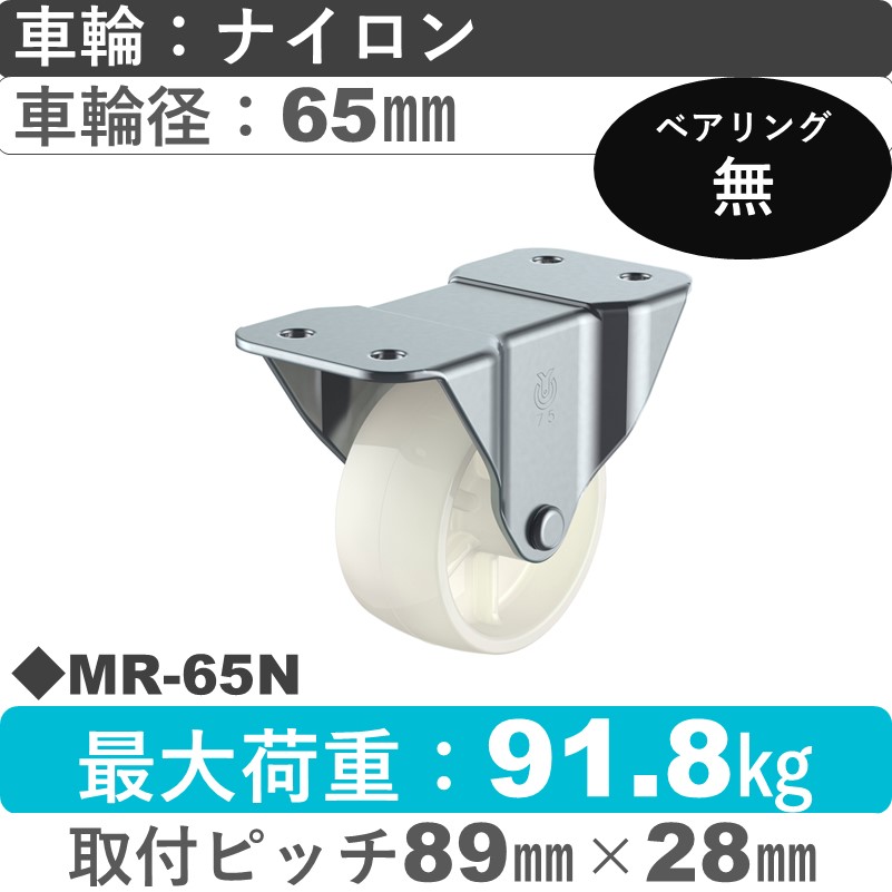 MR-65N ユーエイキャスター 固定金具 ナイロン車輪65㎜