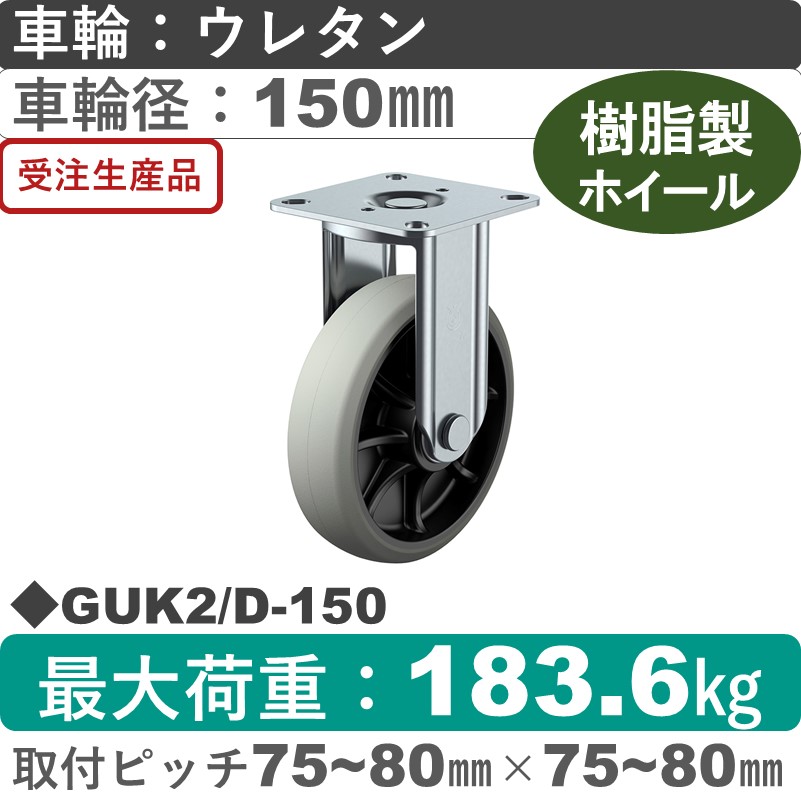 GUK2/D-150 ユーエイキャスター 固定金具 ウレタン(B入)車輪150㎜