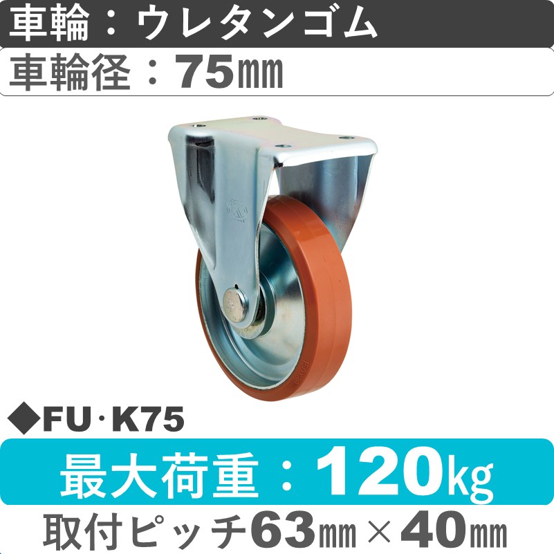 FU･K75 岡本工機 固定金具 ウレタン車輪75㎜