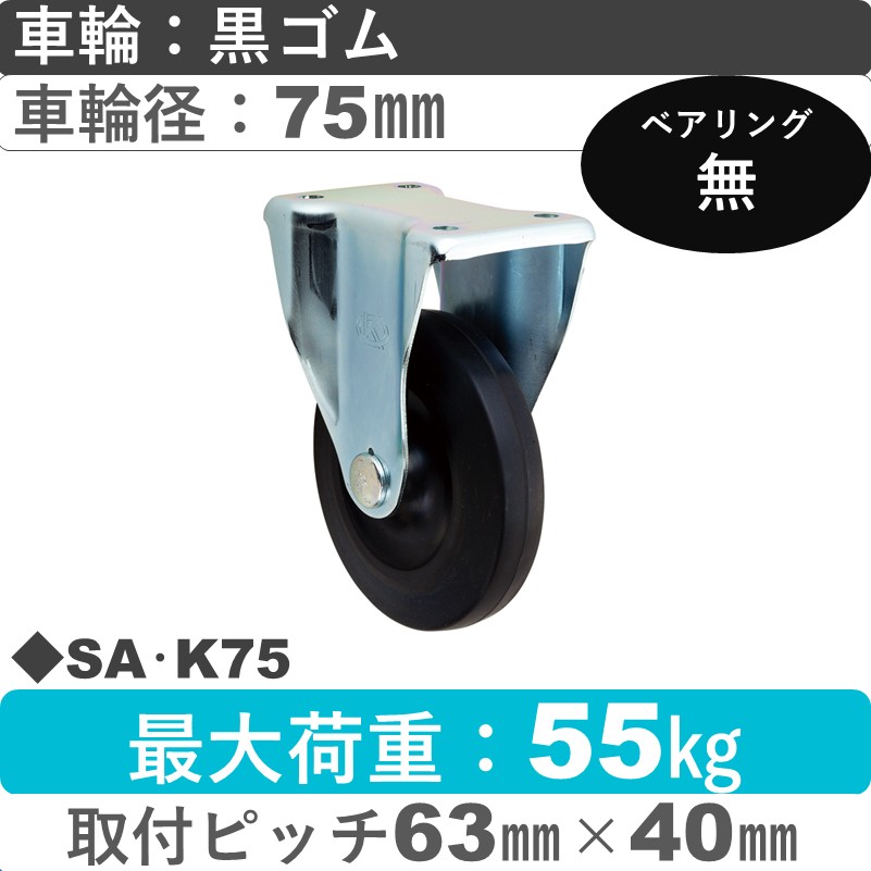 SA･K75 岡本工機 固定金具 ゴム車輪75㎜