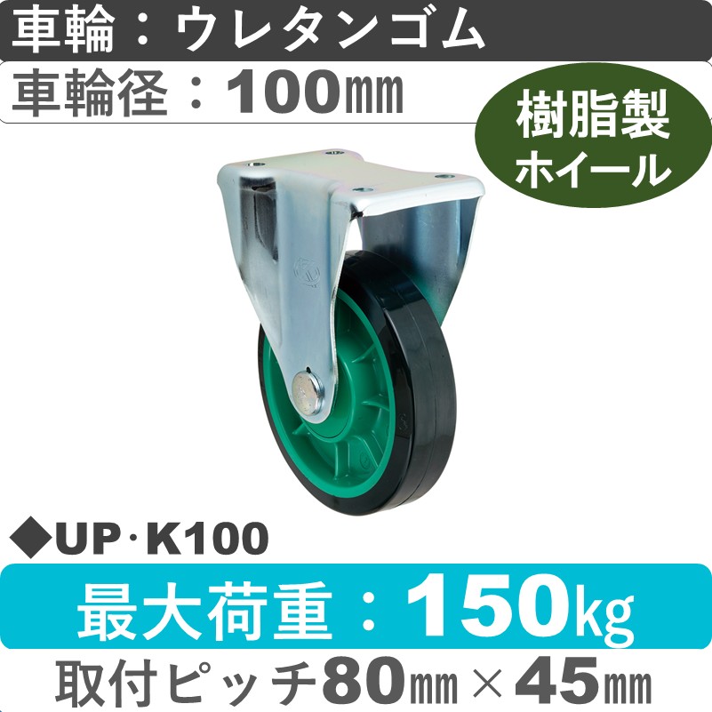 UP･K100 岡本工機 固定金具 樹脂/ウレタン車輪100㎜