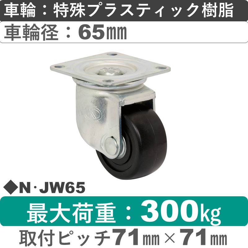 N･JW65 岡本工機 自在金具 特殊プラスティック車輪65㎜