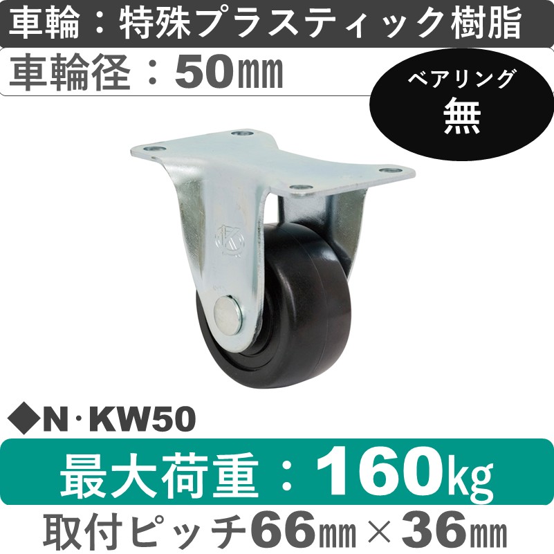 N･KW50 岡本工機 固定金具 特殊プラスティック車輪50㎜