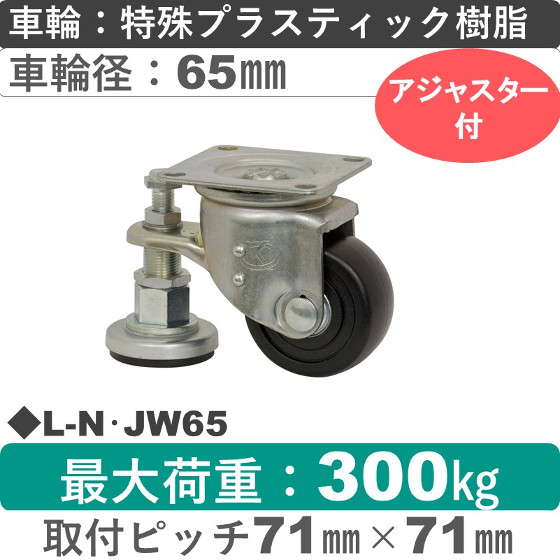 L-N･JW65 岡本工機 自在金具アジャスター付 特殊プラスティック車輪65㎜