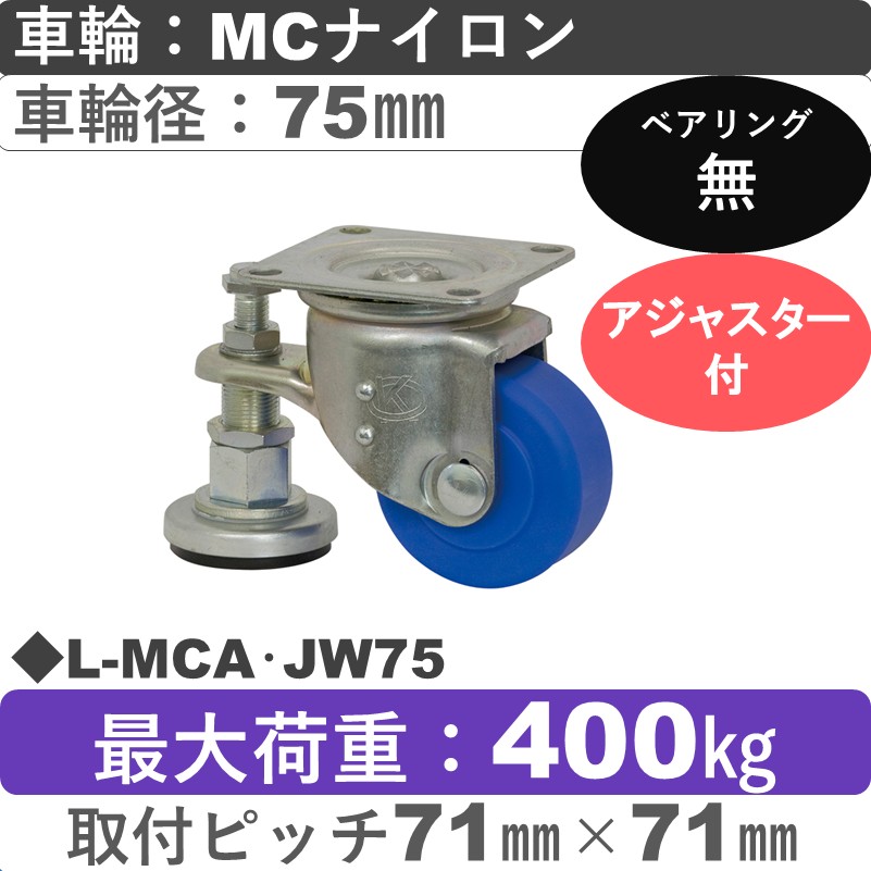 L-MCA･JW75 岡本工機 自在金具 MCナイロン車輪75㎜