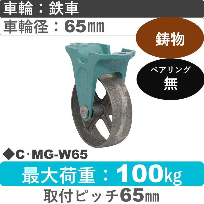 C･MG-W65 岡本工機 鋳物固定金具 鋳物/鉄車車輪65㎜