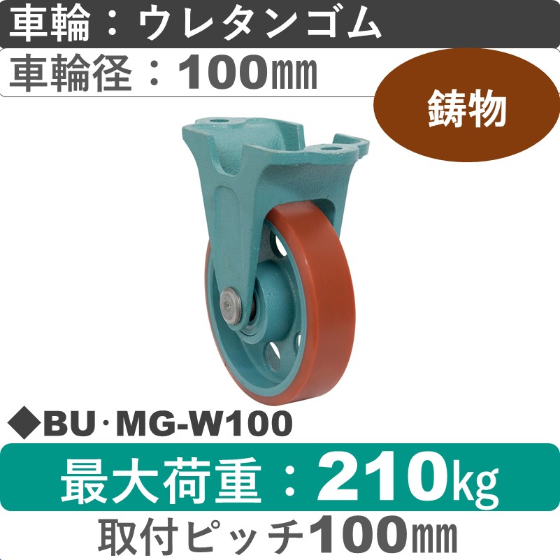 BU･MG-W100 岡本工機 鋳物固定金具 鋳物/ウレタン車輪100㎜
