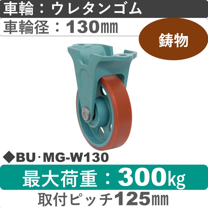 BU･MG-W130 岡本工機 鋳物固定金具 鋳物/ウレタン車輪130㎜