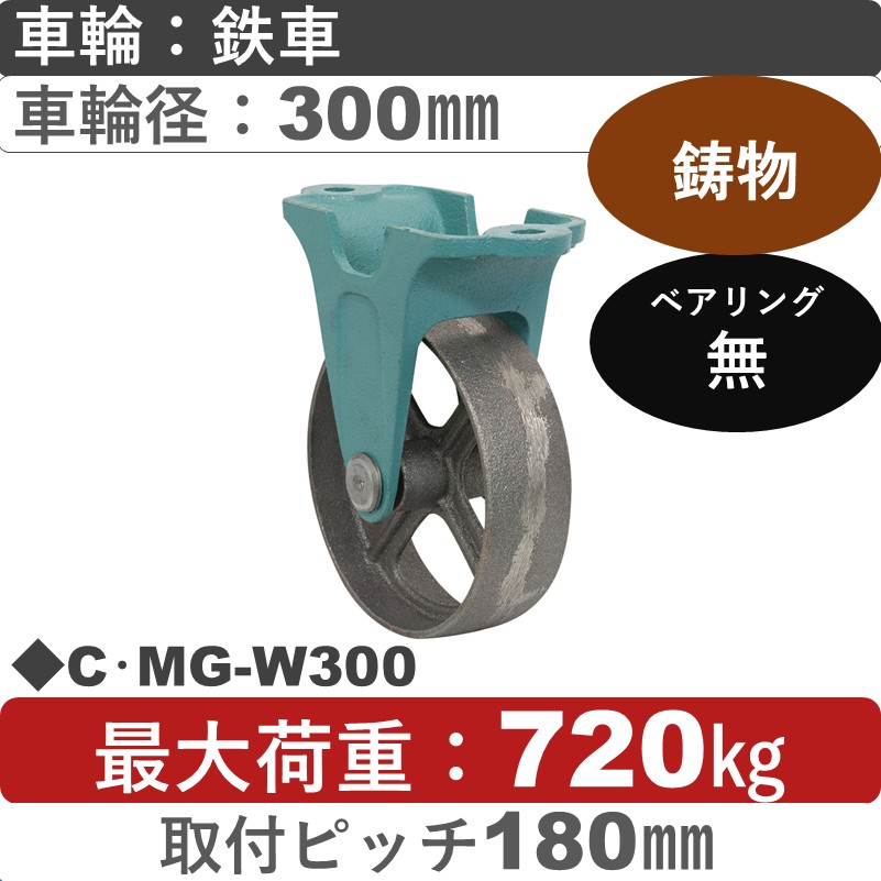 C･MG-W300 岡本工機 鋳物固定金具 鋳物/鉄車車輪300㎜