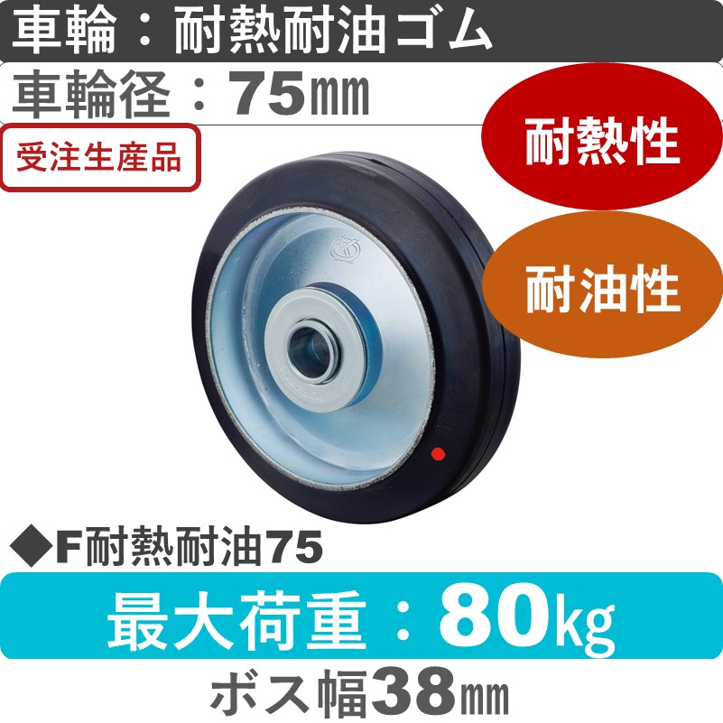 F75耐熱耐油 岡本工機 車輪 耐熱耐油ゴム車輪75㎜