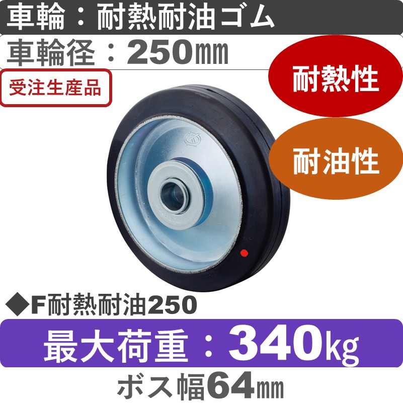 F250耐熱耐油 岡本工機 車輪 耐熱耐油ゴム車輪250㎜