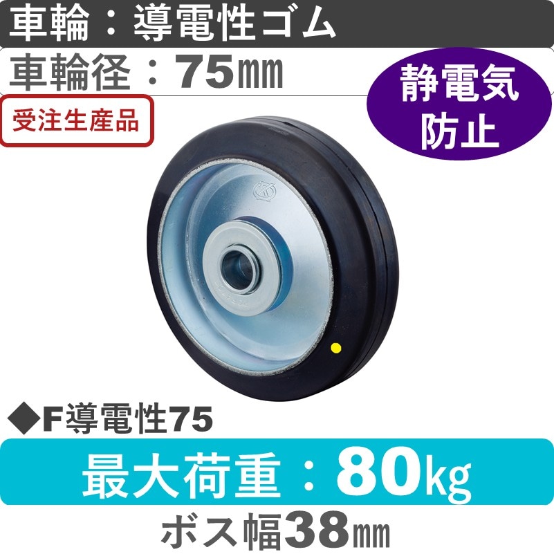 F75導電性 岡本工機 車輪 導電性ゴム車輪75㎜