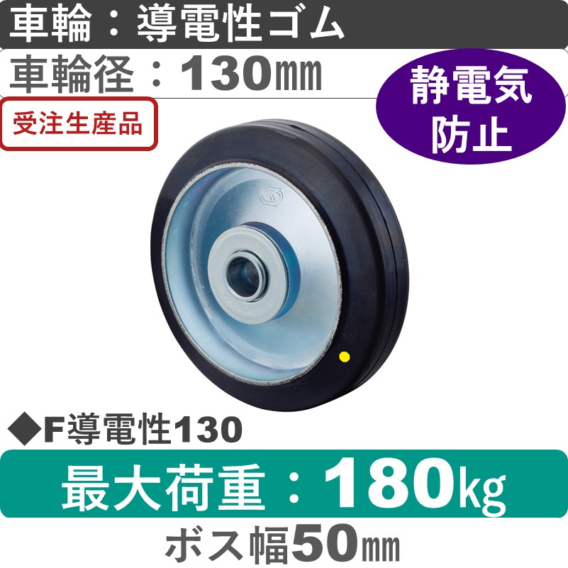F130導電性 岡本工機 車輪 導電性ゴム車輪130㎜