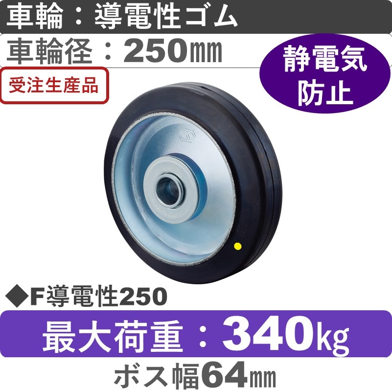 F250導電性 岡本工機 車輪 導電性ゴム車輪250㎜