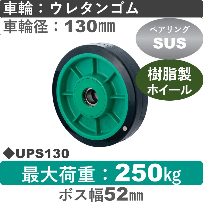 UPS130 岡本工機 車輪 樹脂/ウレタン車輪ステンレスベアリング入130㎜