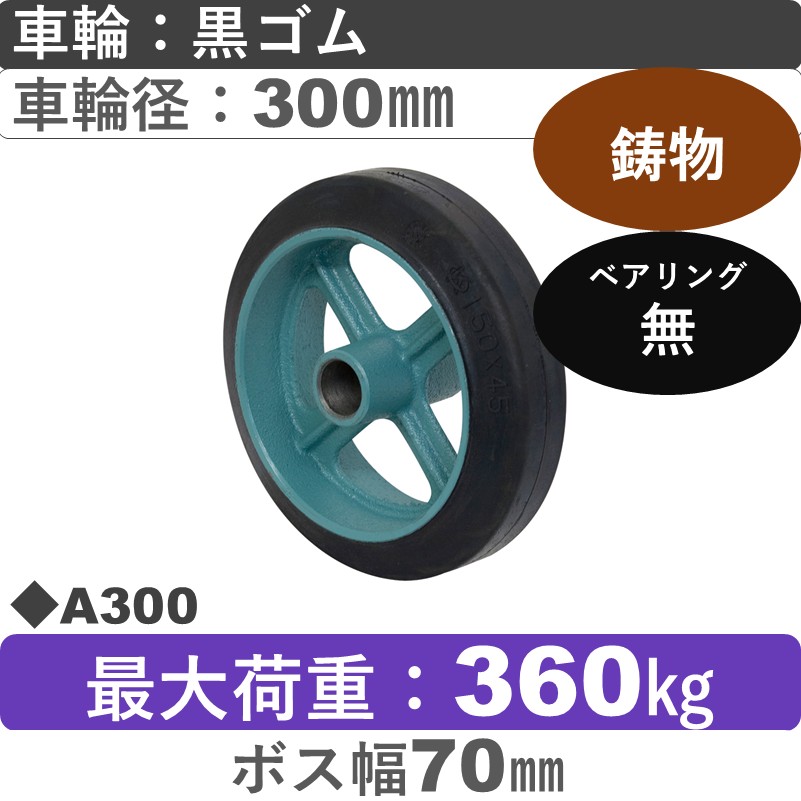A300 岡本工機 車輪 鋳物/ゴム車輪300㎜