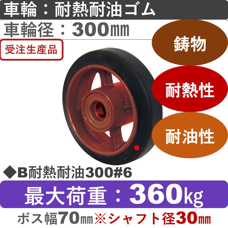 B耐熱耐油300#6 岡本工機 車輪 鋳物/耐熱耐油ゴム車輪300㎜