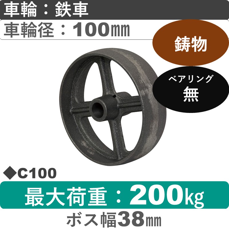 C100 岡本工機 車輪 鋳物/鉄車車輪100㎜