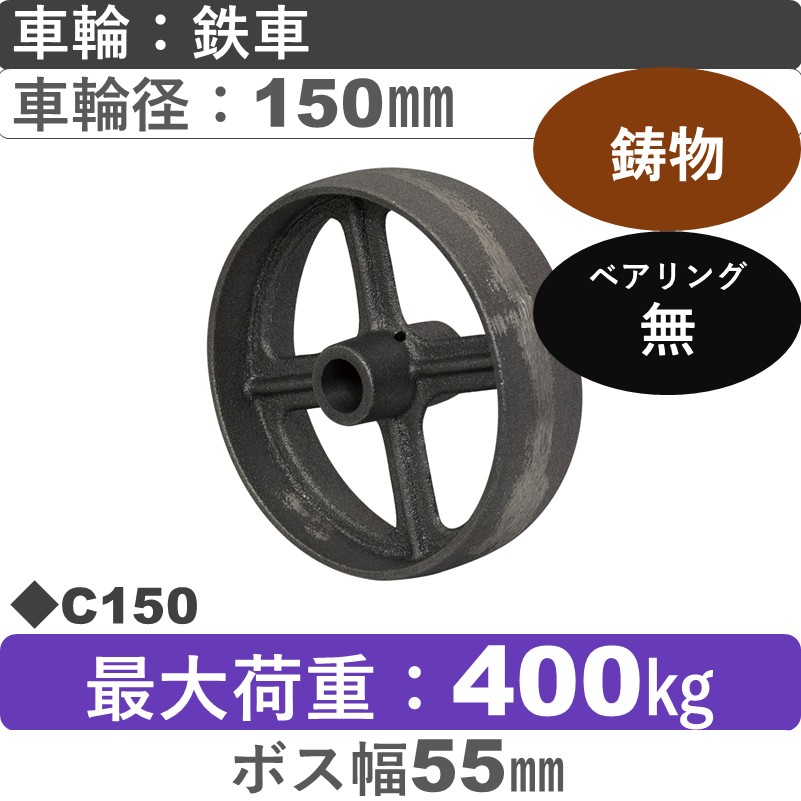 C150 岡本工機 車輪 鋳物/鉄車車輪150㎜