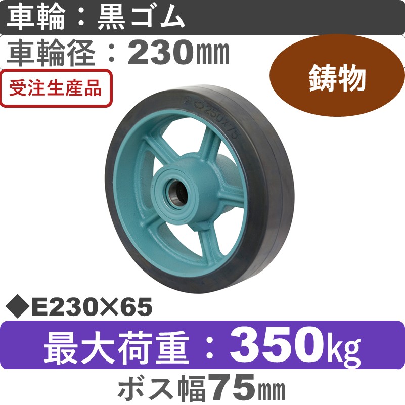E230×65 岡本工機 車輪 鋳物/幅広ゴム車輪230㎜