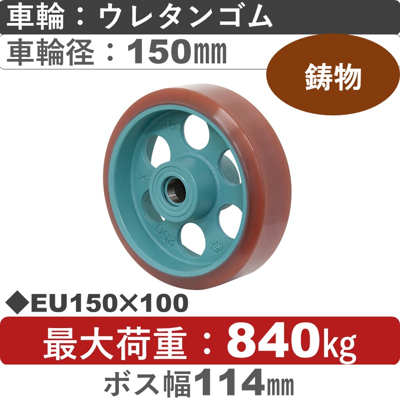EU150×100 岡本工機 車輪 鋳物/幅広ウレタン車輪150㎜