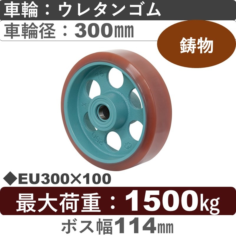 EU300×100 岡本工機 車輪 鋳物/幅広ウレタン車輪300㎜