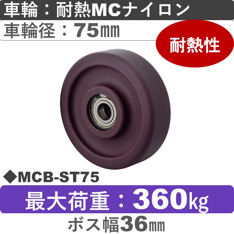 MCB-ST75 岡本工機 車輪 耐熱MCナイロン車輪75㎜
