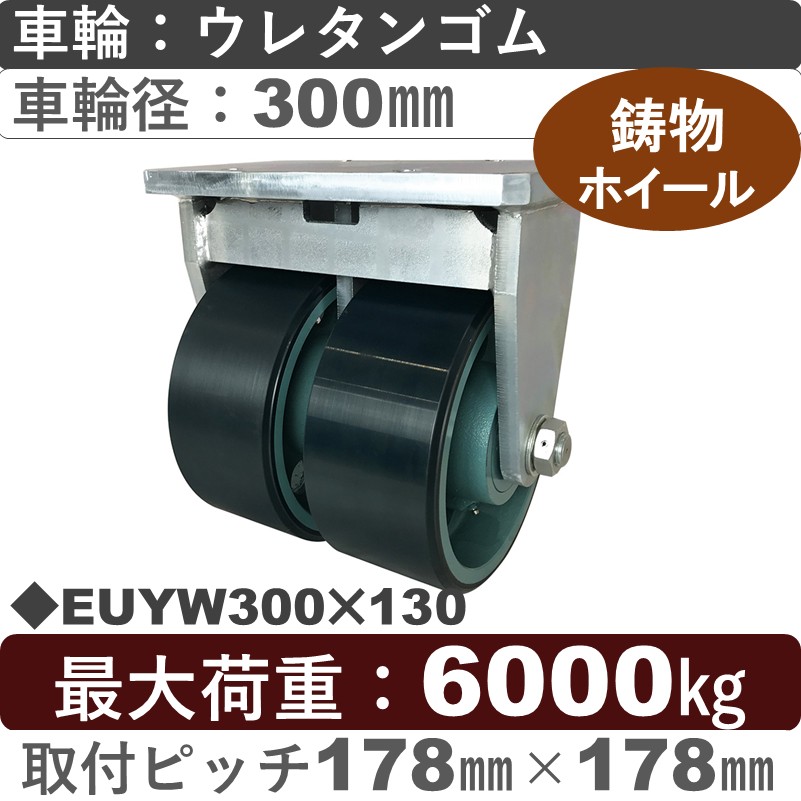 EUYW300×130 岡本工機 固定金具 ウレタン車輪300㎜