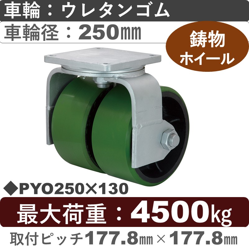 PYO250×130 岡本工機 自在金具 ウレタン車輪250㎜