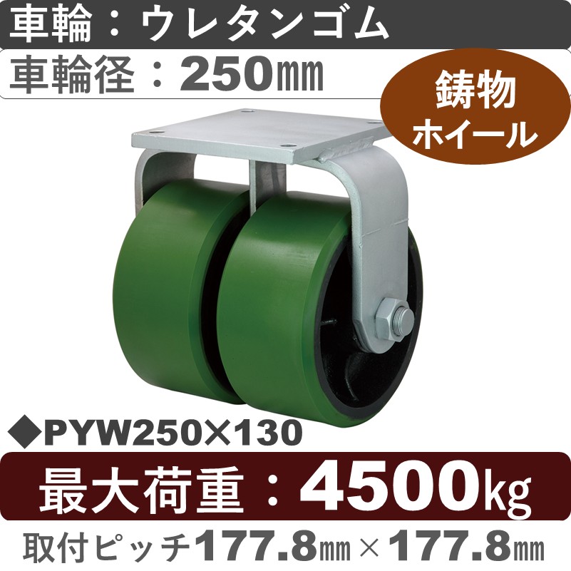 PYW250×130 岡本工機 固定金具 ウレタン車輪250㎜