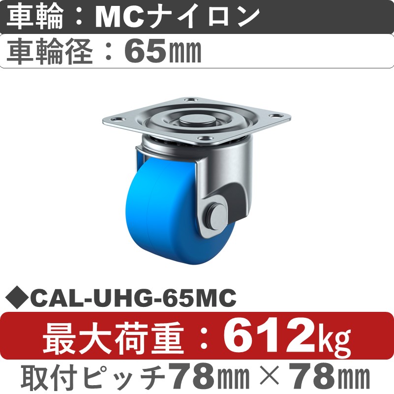 CAL-UHG-65MC ユーエイキャスター 自在金具 モノマーキャストナイロン(B入)車輪65㎜