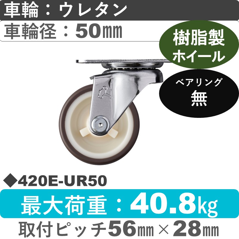 420E-UR50 ハンマーキャスター  自在金具 ウレタン車(熱可塑性)50㎜