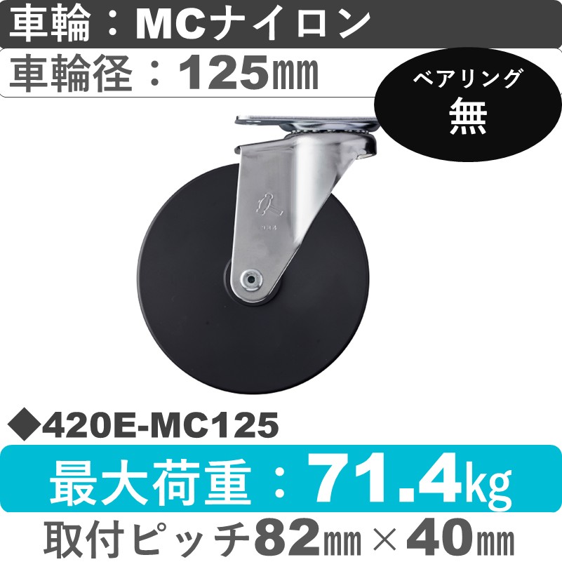 420E-MC125 ハンマーキャスター  自在金具 MCナイロン車125㎜