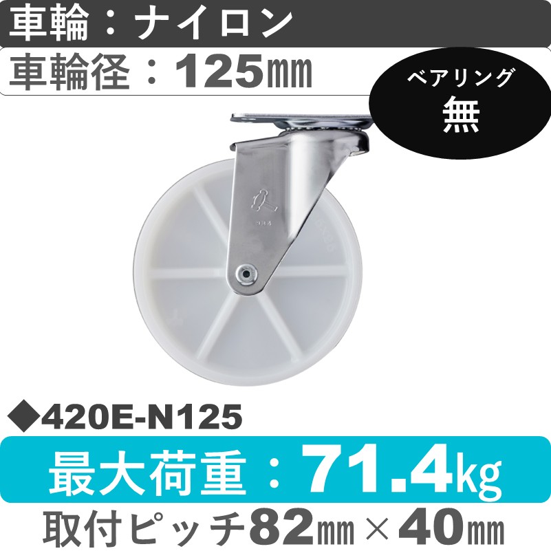 420E-N125 ハンマーキャスター  自在金具 ナイロン車125㎜