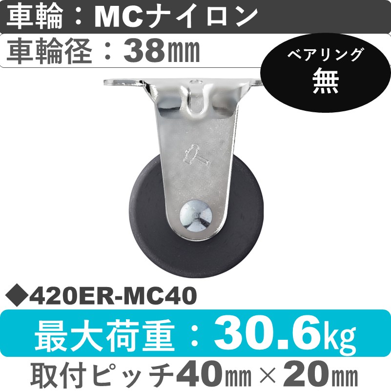 420ER-MC40 ハンマーキャスター  固定金具 MCナイロン車38㎜