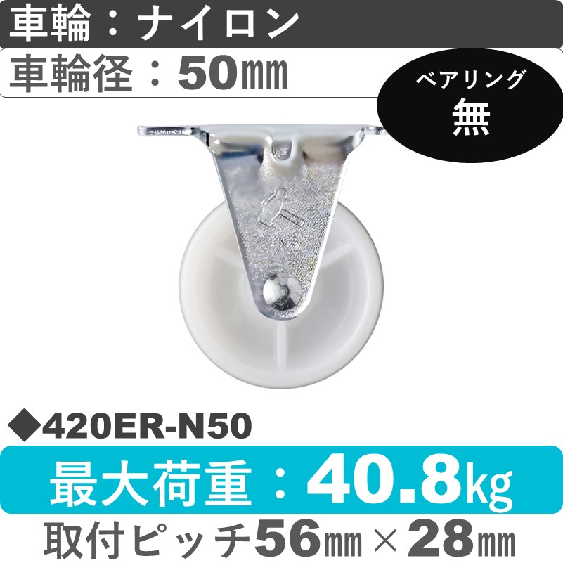420ER-N50 ハンマーキャスター  固定金具 ナイロン車50㎜