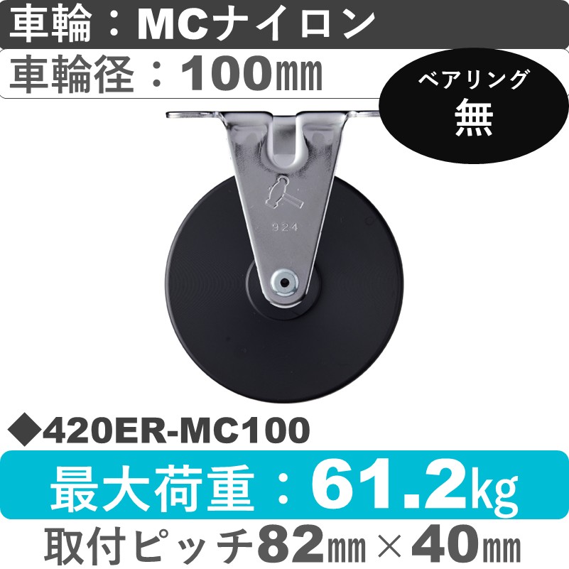 420ER-MC100 ハンマーキャスター  固定金具 MCナイロン車100㎜