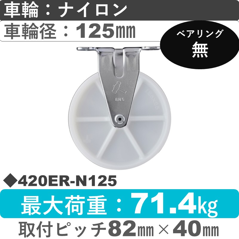 420ER-N125 ハンマーキャスター  固定金具 ナイロン車125㎜