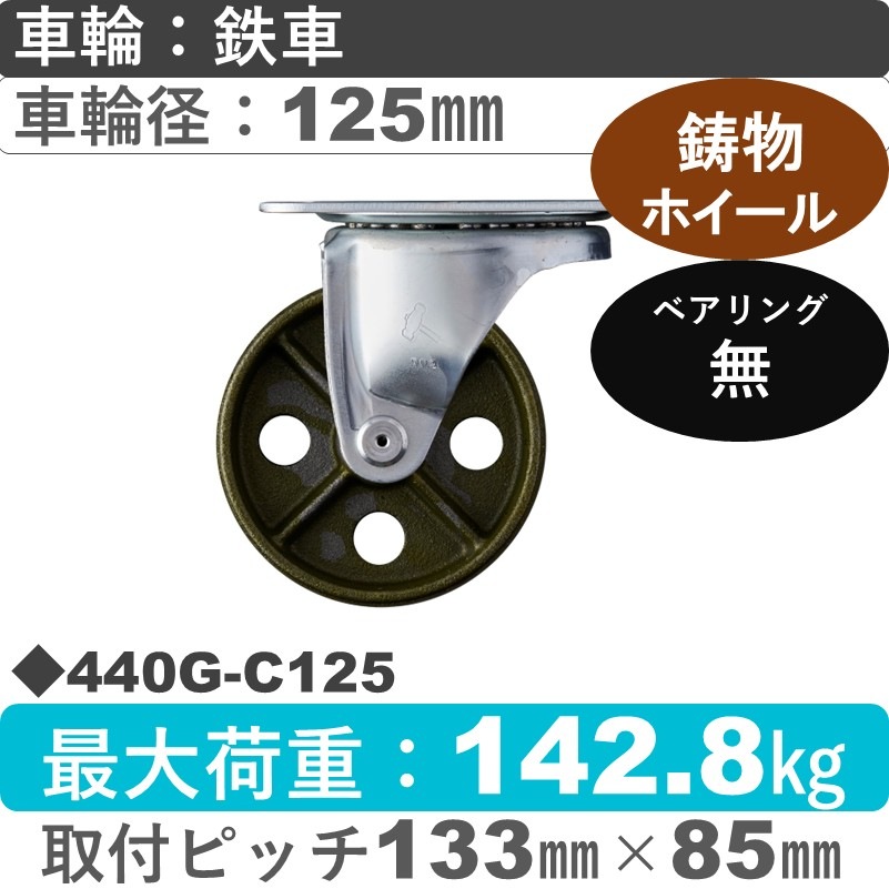 440G-C125 ハンマーキャスター  自在金具 イモノ車125㎜