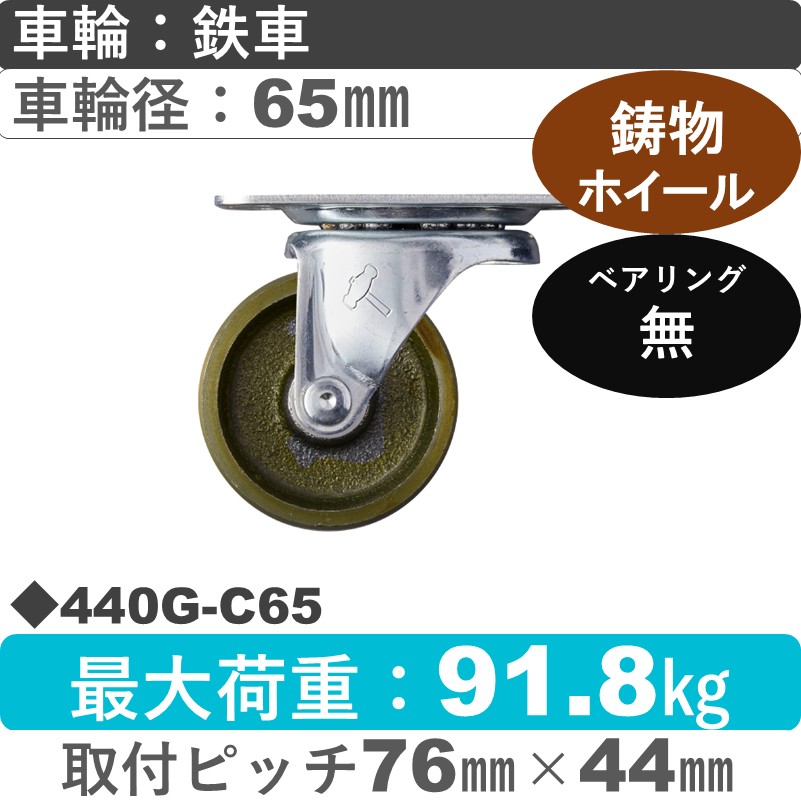 440G-C65 ハンマーキャスター  自在金具 イモノ車65㎜