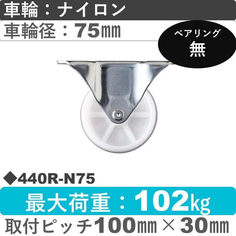 440R-N75 ハンマーキャスター  固定金具 ナイロン車75㎜