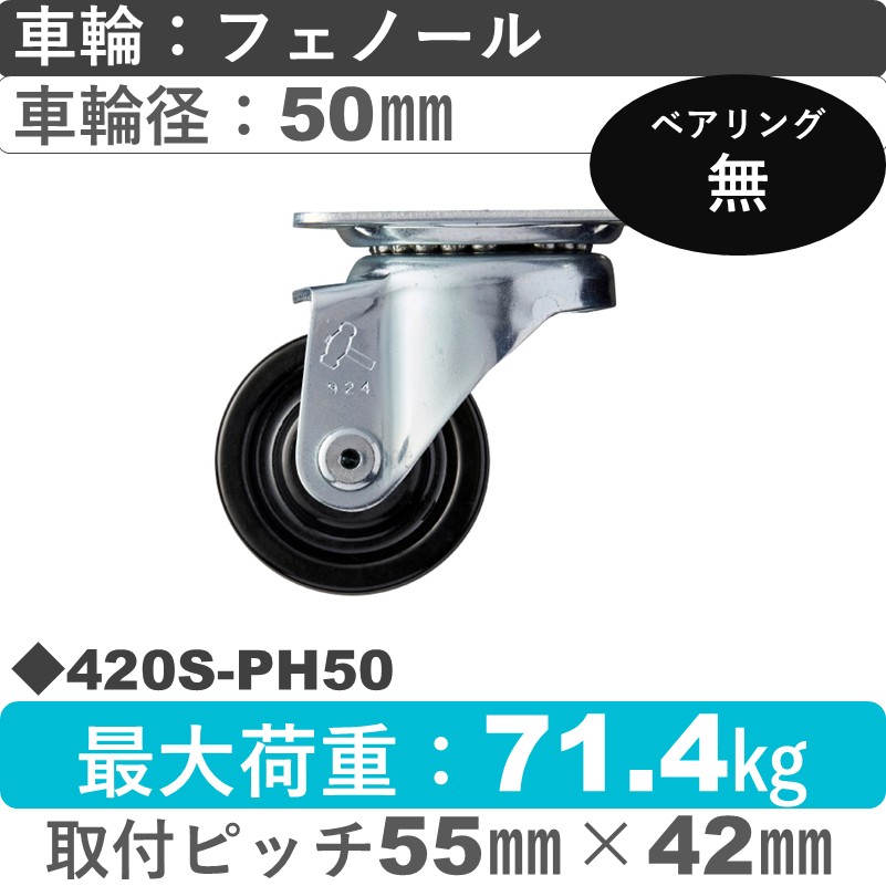 420S-PH50 ハンマーキャスター  自在金具 フェノール車50㎜